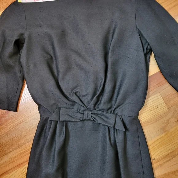 Vintage 1950s Neiman Marcus Elegant Black Dress With Bow Detail On Front - Picture 12 of 16